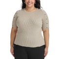 Plus Size Short-Sleeve Ribbed-Knit Top