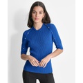 Womens Short-Sleeve Button Sweater