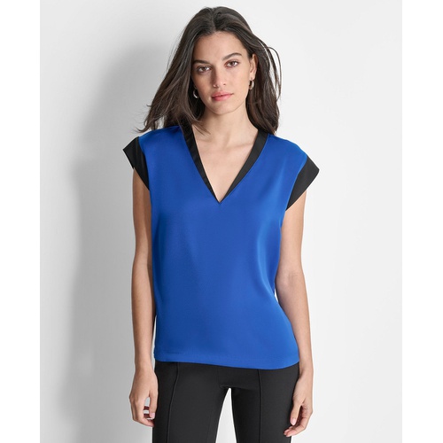 DKNY Womens Sleeveless V-Neck Blouse