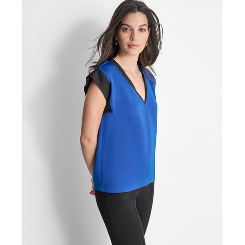 DKNY Womens Sleeveless V-Neck Blouse