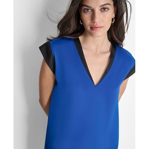 DKNY Womens Sleeveless V-Neck Blouse