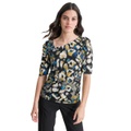 Womens Printed Ribbed Knit Top