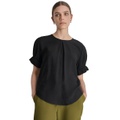 Womens Puff-Sleeve Pleated Blouse