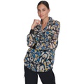 Womens Printed Button-Front Long-Sleeve Shirt