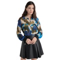 Womens Printed Button-Front Long-Sleeve Shirt