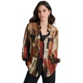 Womens Printed Button-Front Long-Sleeve Shirt