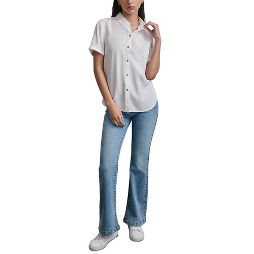 DKNY Womens Rolled-Sleeve Button-Up Shirt