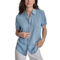 Womens Rolled-Sleeve Button-Up Shirt