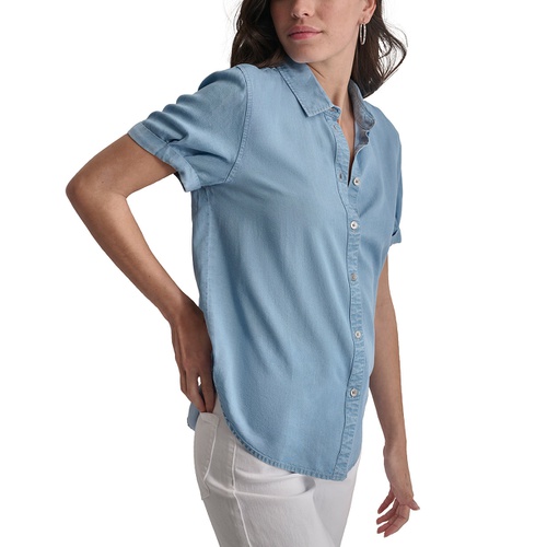 DKNY Womens Rolled-Sleeve Button-Up Shirt