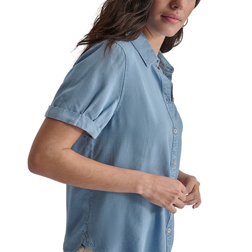 DKNY Womens Rolled-Sleeve Button-Up Shirt