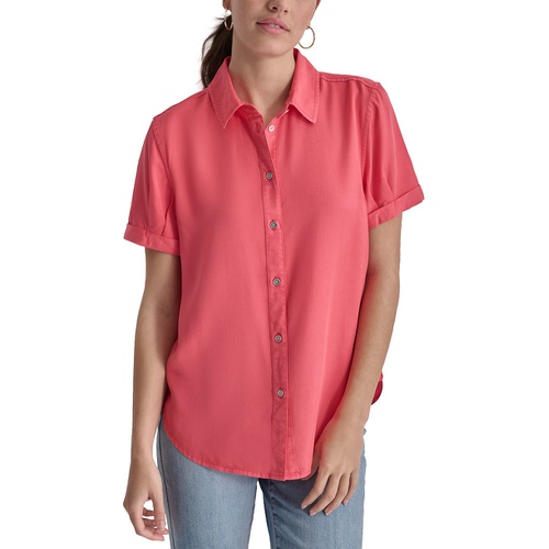 DKNY Womens Rolled-Sleeve Button-Up Shirt