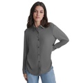 Petite Buttoned-Cuff Fold-Collar Blouse