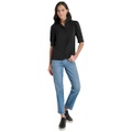 Womens Stand Collar Puff-Sleeve Shirt