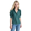 Womens Stand Collar Puff-Sleeve Shirt