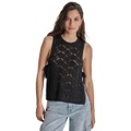 DKNY Womens Crocheted Split-Side Tied Tank Top