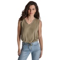 Womens V-Neck Sleeveless Cropped Top