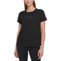 Womens Cotton Embellished-Logo T-Shirt