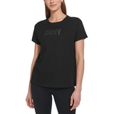 Womens Cotton Embellished-Logo T-Shirt