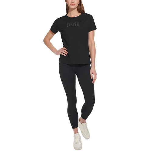 DKNY Womens Cotton Embellished-Logo T-Shirt