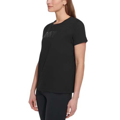 DKNY Womens Cotton Embellished-Logo T-Shirt