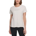 Womens Cotton Embellished-Logo T-Shirt