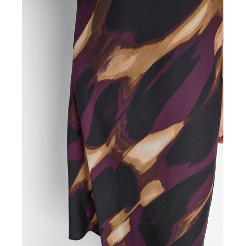 DKNY Womens Printed Sleeveless Cowlneck Midi Dress