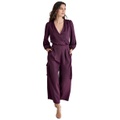 Womens Surplice-Neck Long-Sleeve Utility Jumpsuit