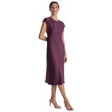 Womens Round-Neck Cap-Sleeve Midi Sheath Dress