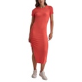 Womens Rib-Knit Bodycon Midi Dress