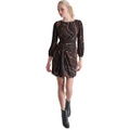 Womens Twist-Front Long-Sleeve Fit & Flare Dress