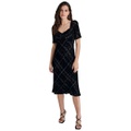 Womens Sweetheart-Neck Velvet Midi Dress