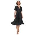 Womens Pleated Fit & Flare Dress