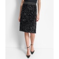 Womens Sequined Side-Slit Pencil Skirt