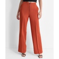 Womens Front-Zip Wide-Leg Trousers