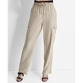 Womens Drawstring-Waist High-Rise Cargo Pants