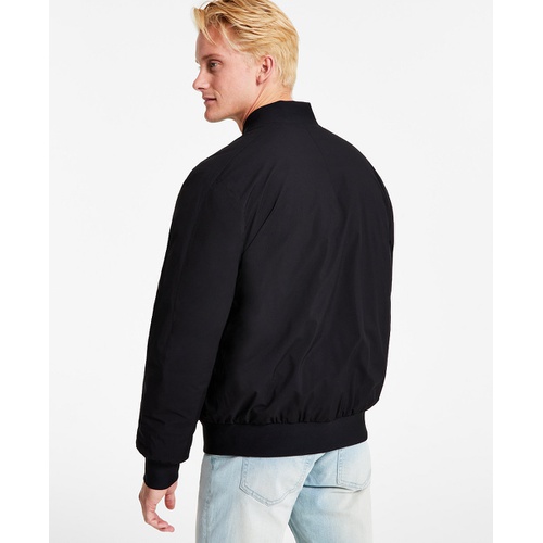 DKNY Mens Stretch Zip-Front Zip-Pocket Bomber Jacket