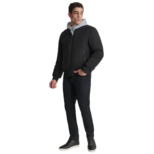 DKNY Mens Stretch Zip-Front Zip-Pocket Bomber Jacket