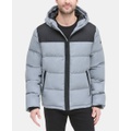 Mens Mixed-Media Puffer Coat