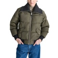 Womens Knit-Trim Zip-Front Puffer Coat