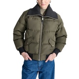 Womens Knit-Trim Zip-Front Puffer Coat