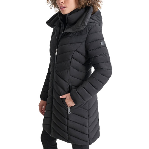 DKNY Womens Bibbed Packable Puffer Coat