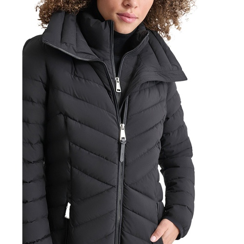 DKNY Womens Bibbed Packable Puffer Coat