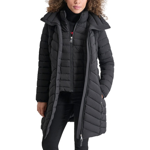 DKNY Womens Bibbed Packable Puffer Coat