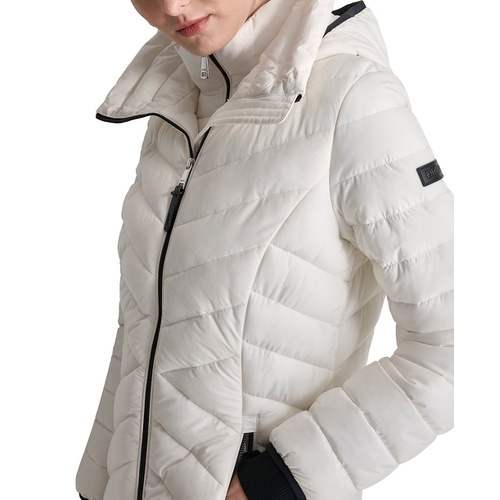 DKNY Womens Bibbed Packable Puffer Coat