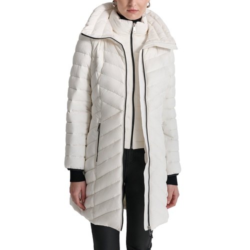 DKNY Womens Bibbed Packable Puffer Coat