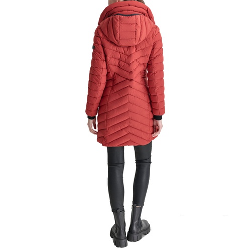 DKNY Womens Bibbed Packable Puffer Coat