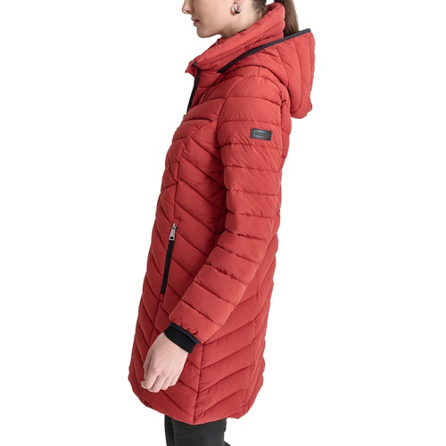 DKNY Womens Bibbed Packable Puffer Coat