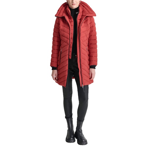 DKNY Womens Bibbed Packable Puffer Coat