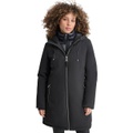 Womens Hooded Bibbed Zip-Front Puffer Coat