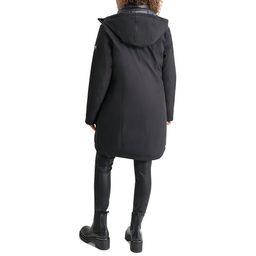 DKNY Womens Hooded Bibbed Zip-Front Puffer Coat